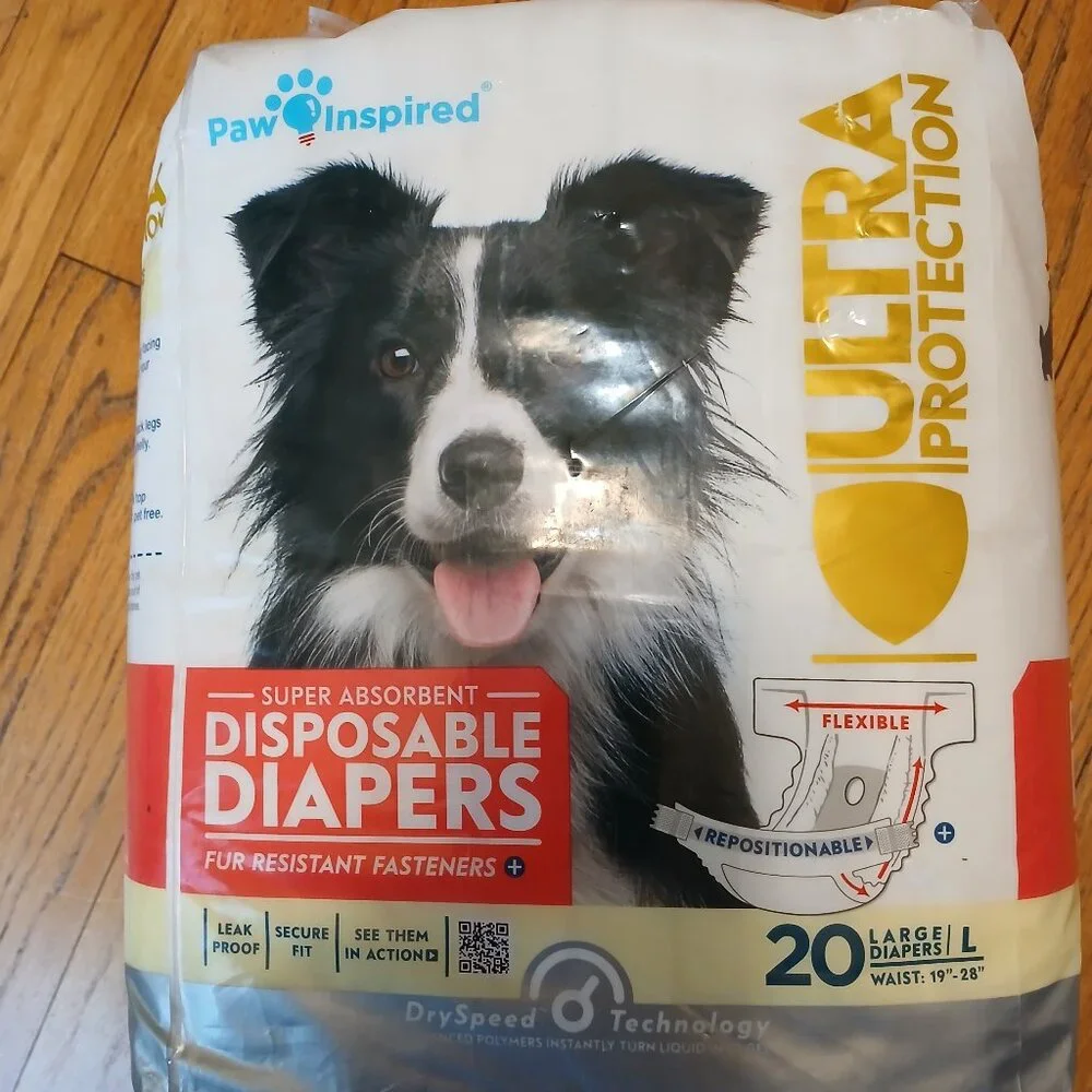 Paw Inspired Super Absorbent Doggie Disposable Diapers L